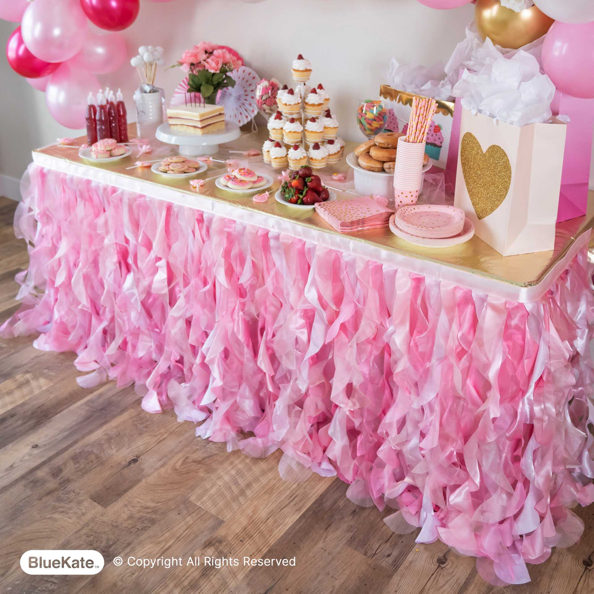 Pink Tutu Table Skirt, Double Layer Organza Willows