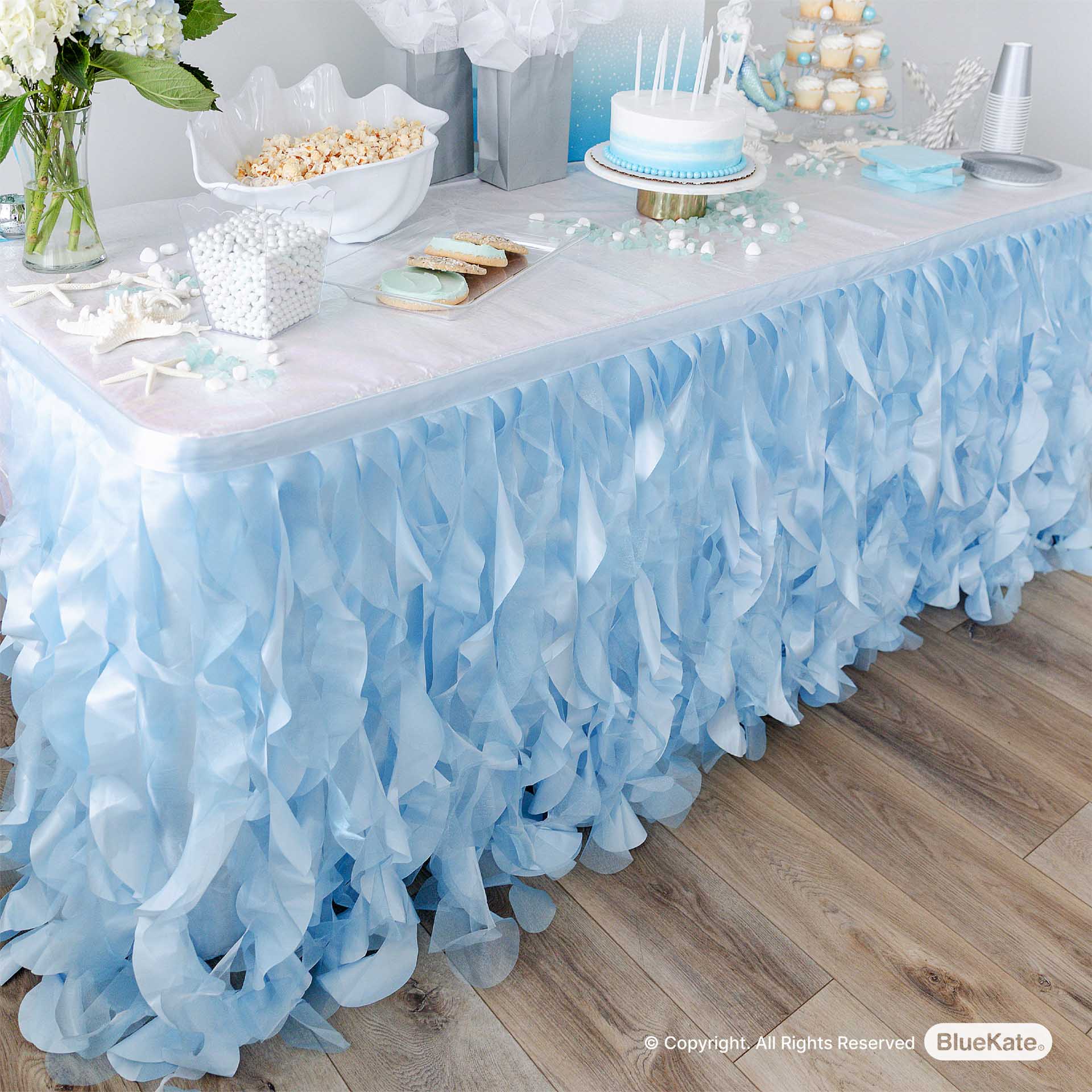 Ice Blue Tutu Table Skirt Double Layer Organza Willows
